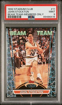 1992 Stadium Club Beam Team 11 John Stockton Members Only PSA 9