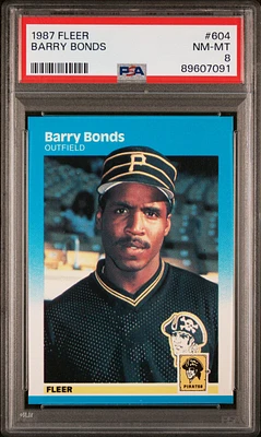 1987 Fleer 604 Barry Bonds PSA 8