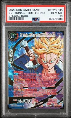 2023 Dragon Ball Super Card Game Series 23 Perfect Combination Bt23-015 Ss Trunks, Self-taught Traditional Technique Special Rare PSA 10