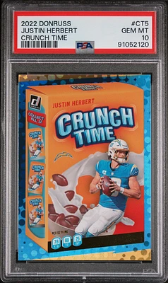 2022 Panini Donruss Crunch Time Ct5 Justin Herbert PSA 10