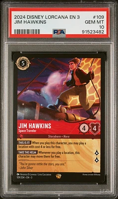 2024 Disney Lorcana En 3-into The Inklands 109 Jim Hawkins - Space Traveler PSA 10