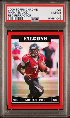 2006 Topps Chrome 28 Michael Vick Red Refractor PSA 8