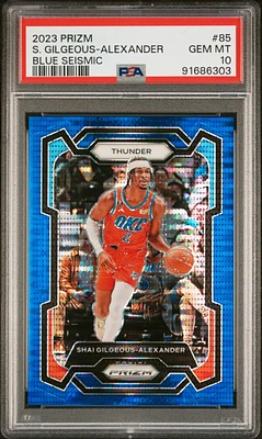 2023 Panini Prizm 85 Shai Gilgeous-alexander Blue Seismic PSA 10