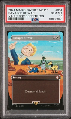 2024 Magic The Gathering Fallout 354 Ravages Of War Vault Boy Borderless PSA 10