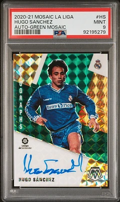 2020 Panini Mosaic La Liga Autographs Hs Hugo Sanchez PSA 9