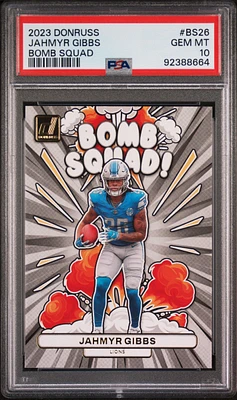 2023 Panini Donruss Bomb Squad Bs26 Jahmyr Gibbs PSA 10