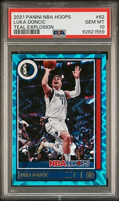 2021 Panini Nba Hoops 62 Luka Doncic Teal Explosion PSA 10