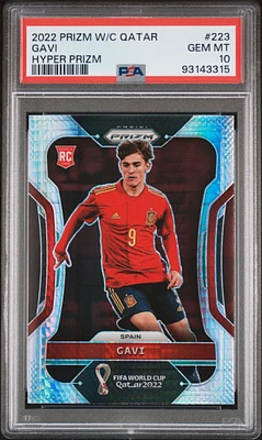 2022 Panini Prizm World Cup Qatar 223 Gavi Hyper Prizm PSA 10