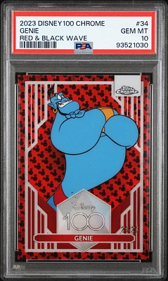 2023 Topps Chrome Disney100 34 Genie Red & Black Wave PSA 10