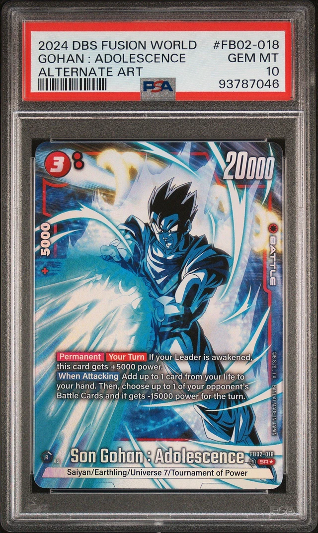 GameStop 2024 Dragon Ball Super Card Game Fusion World Blazing Aura  Fb02-018 Son Gohan : Adolescence Alternate Art PSA 10 | MainPlace Mall