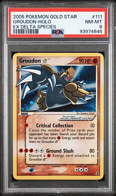 2005 Pokemon Ex Delta Species 111 Groudon-holo Gold Star PSA 8