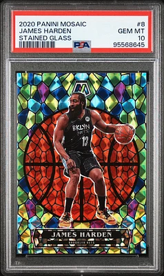 2020 Panini Mosaic Stained Glass 8 James Harden PSA 10