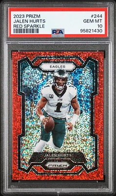 2023 Panini Prizm 244 Jalen Hurts Red Sparkle PSA 10