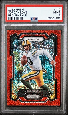 2023 Panini Prizm 110 Jordan Love Red Sparkle PSA 9