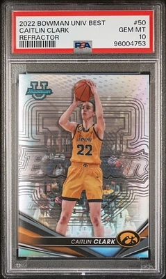 2022 Bowman University Best 50 Caitlin Clark Refractor PSA 10