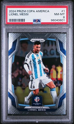 2024 Panini Prizm Conmebol Copa America 1 Lionel Messi PSA 8