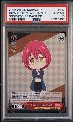 2022 Weiss Schwarz The Seven Deadly Sins: Revival Of The Commandments 117 Petit Gowther: New Chapter Tournament Store Assist Pr Pack Campaign PSA 10