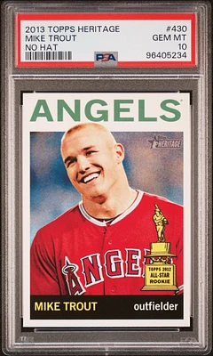 2013 Topps Heritage 430 Mike Trout No Hat PSA 10