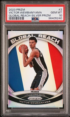 2023 Panini Prizm Global Reach 2 Victor Wembanyama Silver Prizm PSA 10