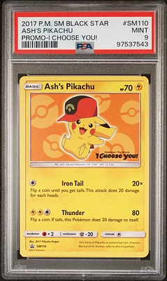 2017 Pokemon Sm Black Star Promo Sm110 Ash's Pikachu I Choose You! PSA 9