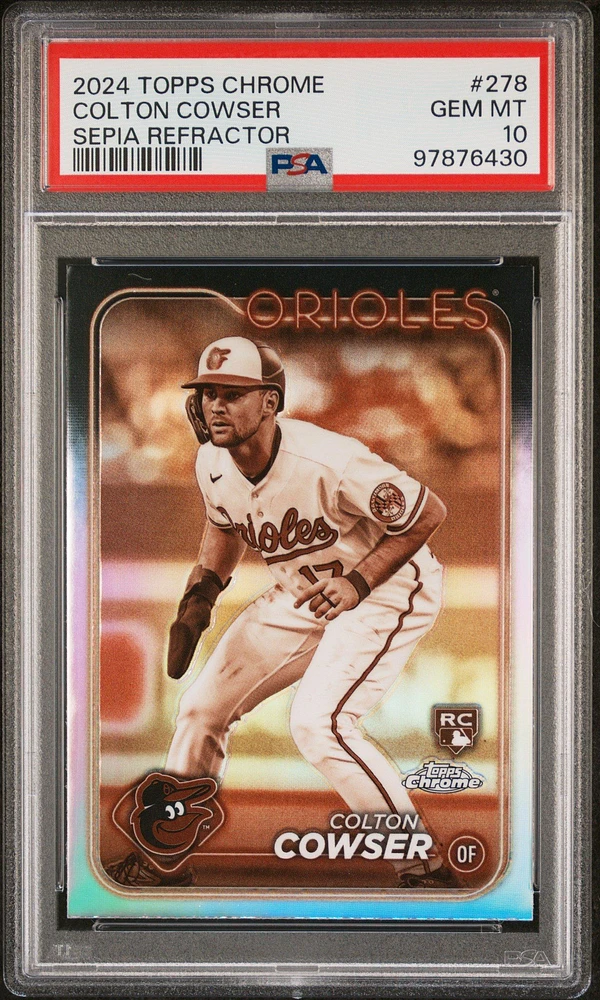 GameStop 2024 Topps Chrome 278 Colton Cowser Sepia Refractor PSA 