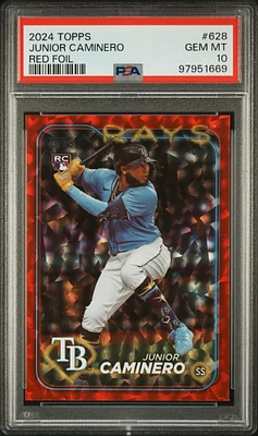 2024 Topps 628 Junior Caminero Red Foil PSA 10