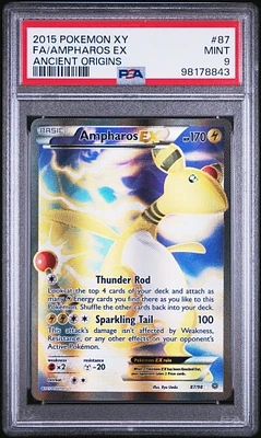 2015 Pokemon Xy Ancient Origins 87 Full Art/ampharos Ex PSA 9