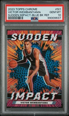 2023 Topps Chrome Sudden Impact Si1 Victor Wembanyama Blue Basketball Refractor PSA 10