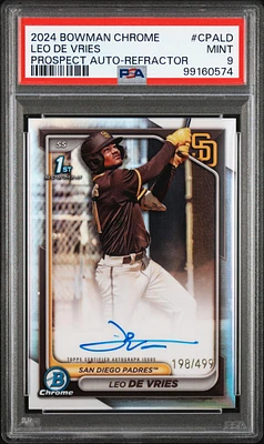 2024 Bowman Chrome Prospect Autographs Cpald Leo De Vries Refractor PSA 9