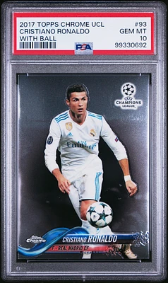 2017 Topps Chrome Uefa Champions League 93 Cristiano Ronaldo With Ball PSA 10