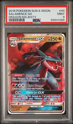 2018 Pokemon Sun & Moon Dragon Majesty 44 Salamence Gx PSA 9