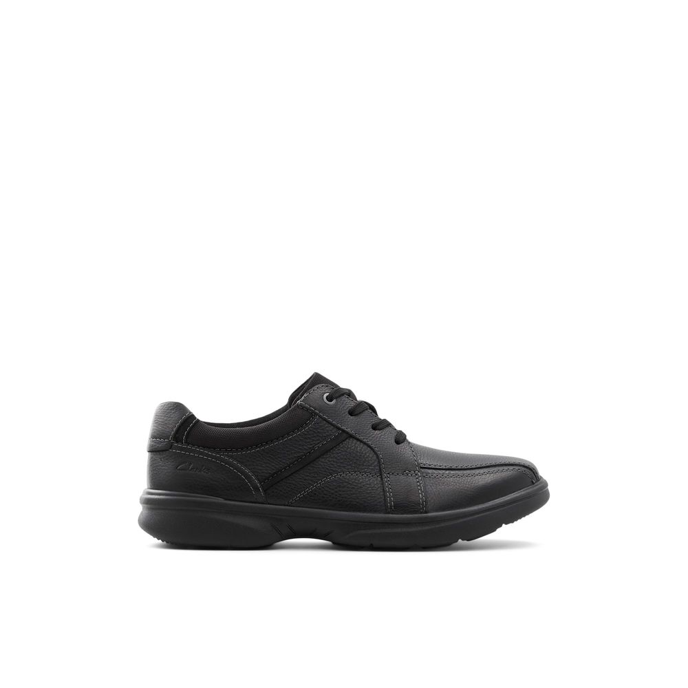 Clarks Brdleywalk-w - Chaussures pour hommes Casual Lace-Ups Noir Cuir Granuleux