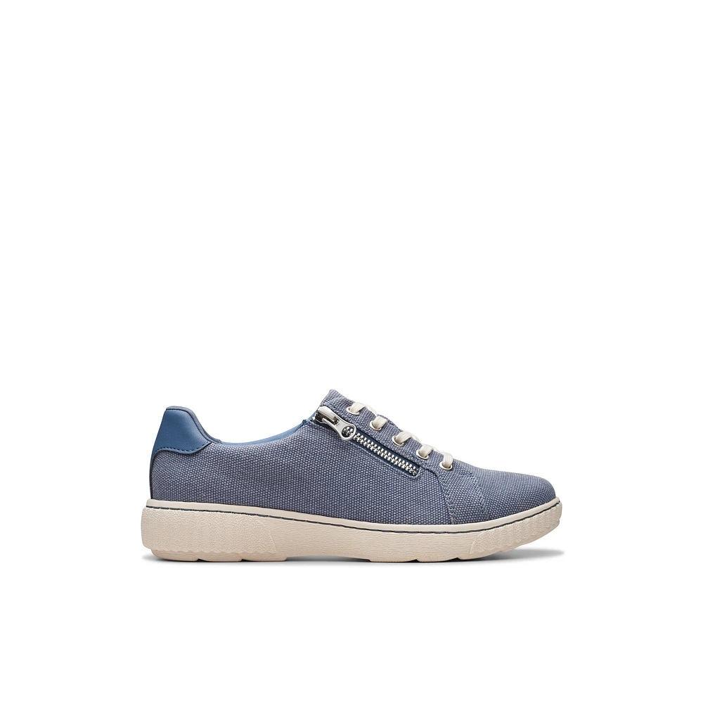 Clarks Caroline Echo - Sneakers pour femmes Bleu Cuir Lisse