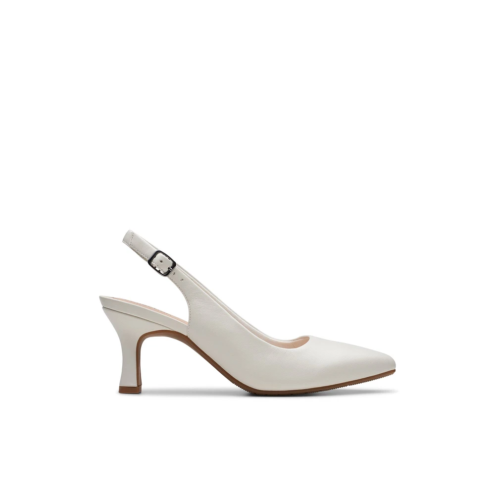 Clarks Kataleyna Step - Chaussures talon haut d'occasion spéciale pour femmes Blanc Cuir Lisse