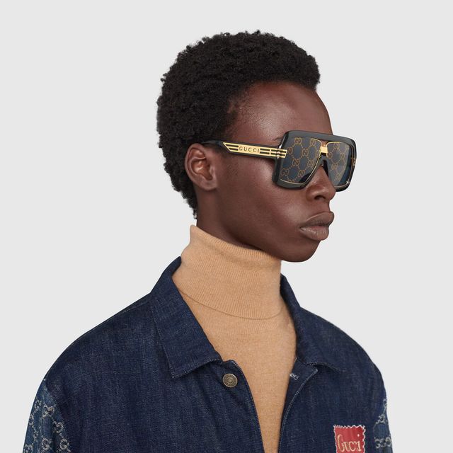 Gucci Yellow/Black Black/Yellow/Transparent Square-Frame Acetate Women's  Sunglasses at FORZIERI