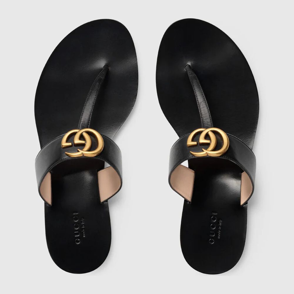 Gucci Leather thong sandal with Double G