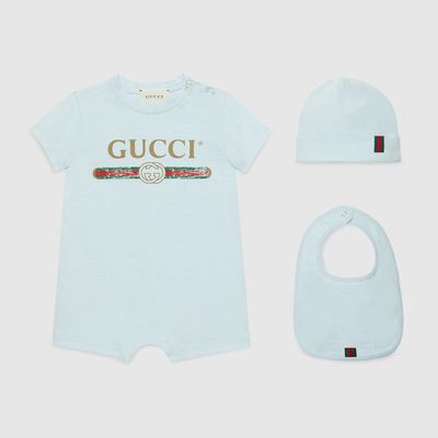 Baby cotton gift set with Gucci logo