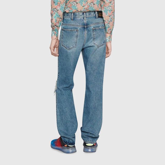 Gucci Ripped eco bleached organic denim pant