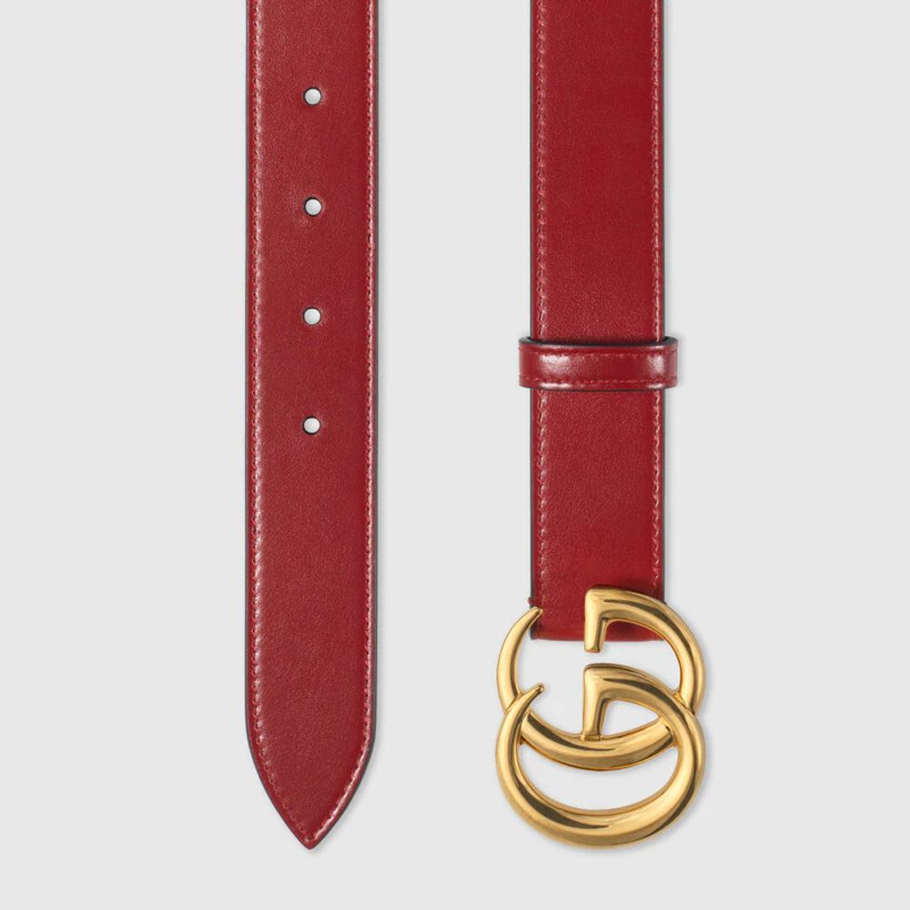 GG Marmont leather belt with shiny buckle in black leather