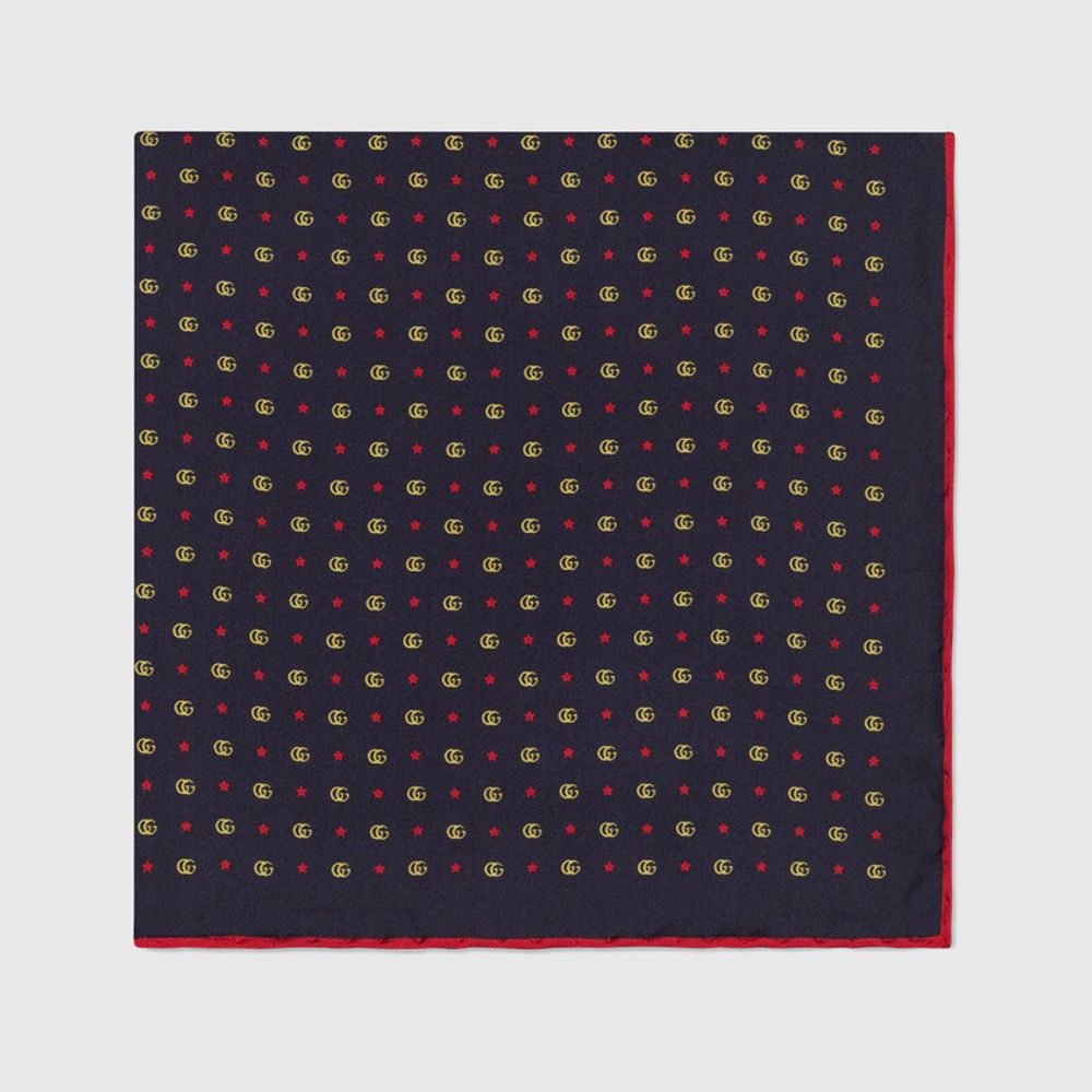 Gucci Double G and stars silk pocket square
