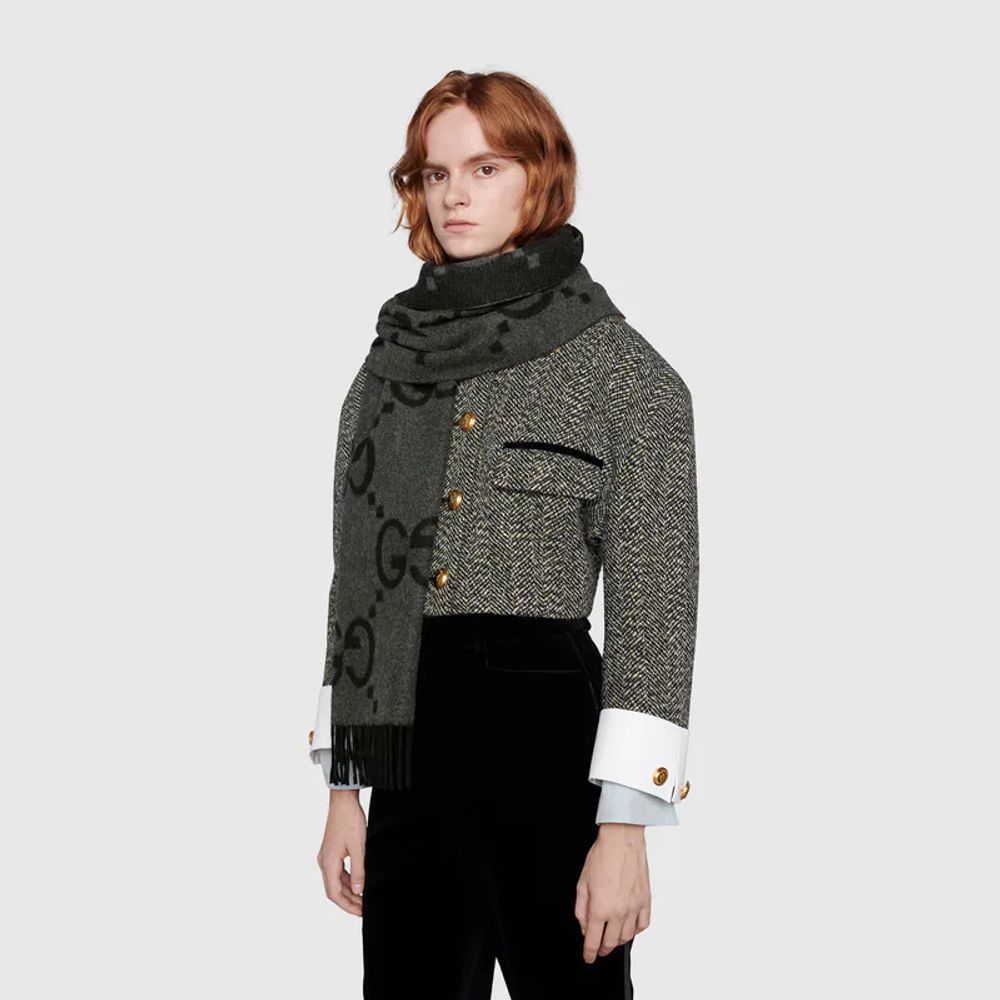 Gucci GG Jacquard Cashmere Scarf