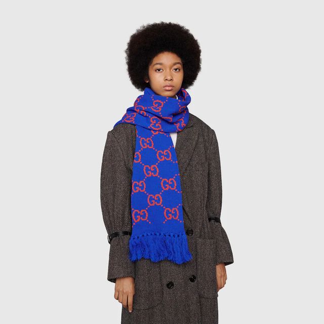 Wool scarf & pocket square Gucci Blue in Wool - 24598846