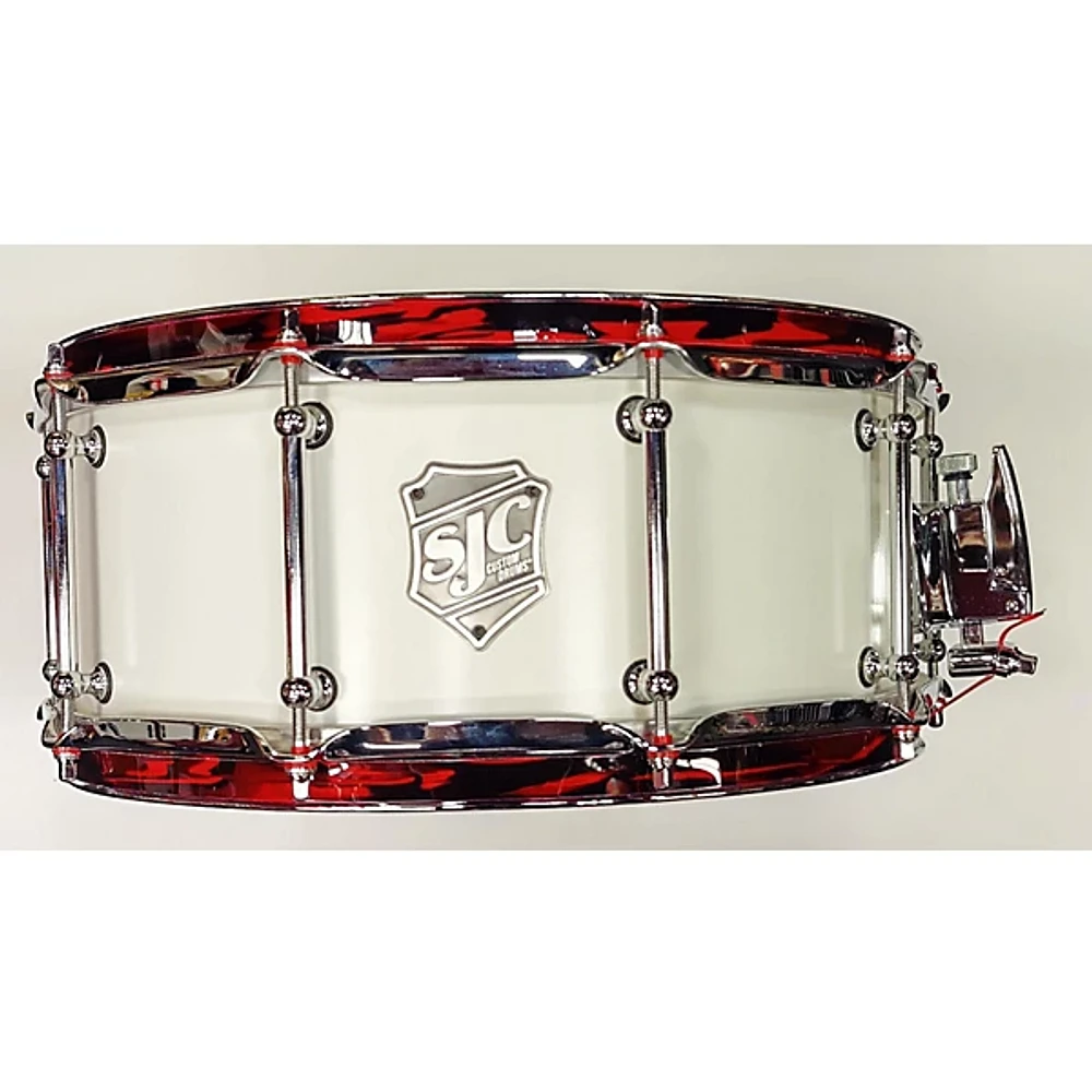 Used SJC Drums 6X14 W3331 Red Oyster Maple Drum