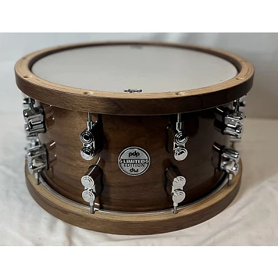 Used PDP by DW 7.5X14 Limited-Edition Dark Stain Maple And Walnut Snare With Walnut Hoops And Chrome Hardware 14 X 7.5 In Drum