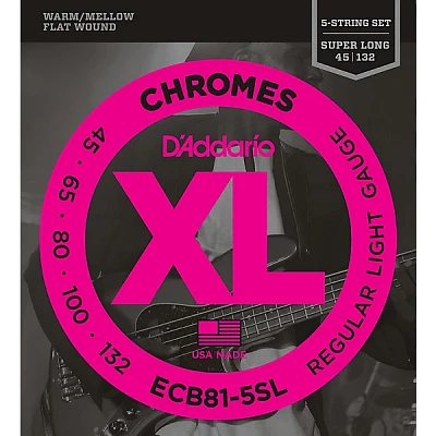 D'Addario ECB81-5SL Chromes Flat Wound 5-String Bass Soft SL Strings