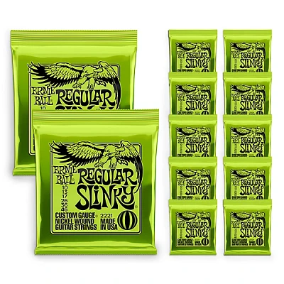 Ernie Ball 2221 Nickel Slinky Lime Electric Guitar Strings - Buy 10, Get 2 Free