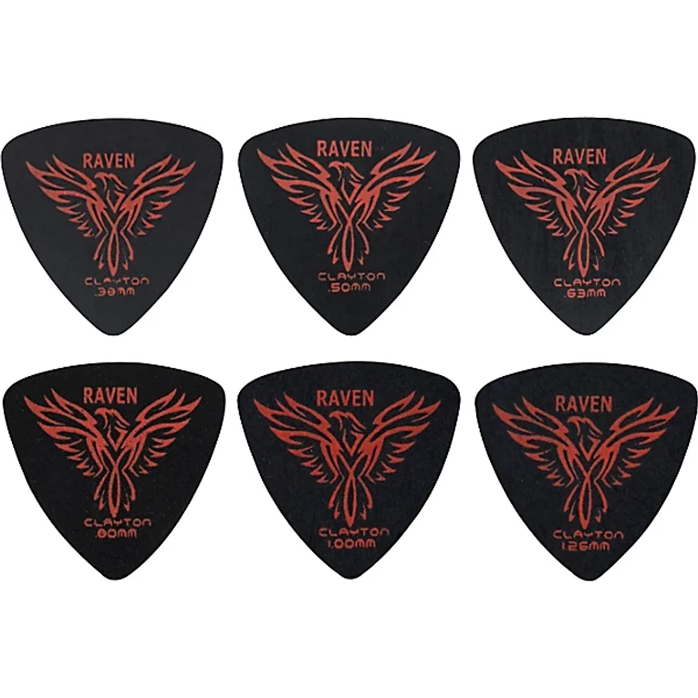 Clayton Black Raven Rounded Triangle Guitar Picks .80 mm 1 Dozen