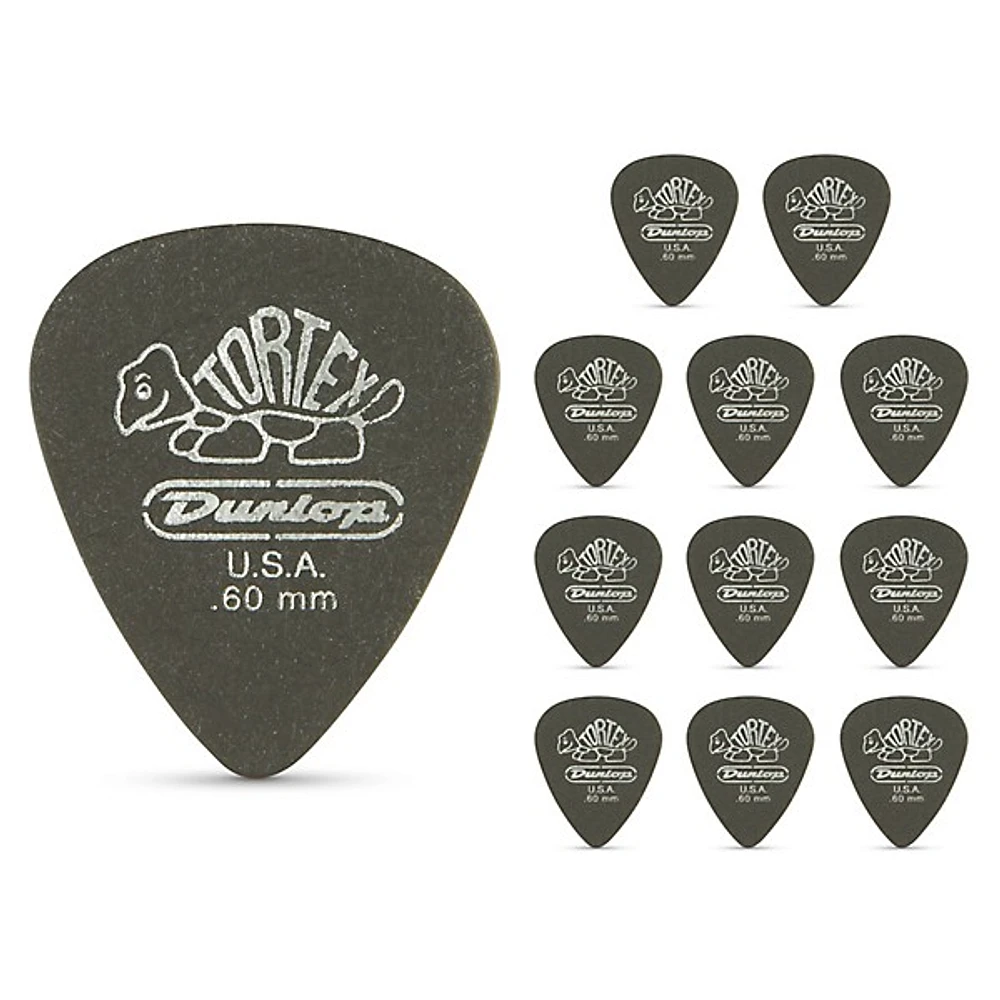 Dunlop Tortex Pitch Black Standard Guitar Picks 1 Dozen .60 mm