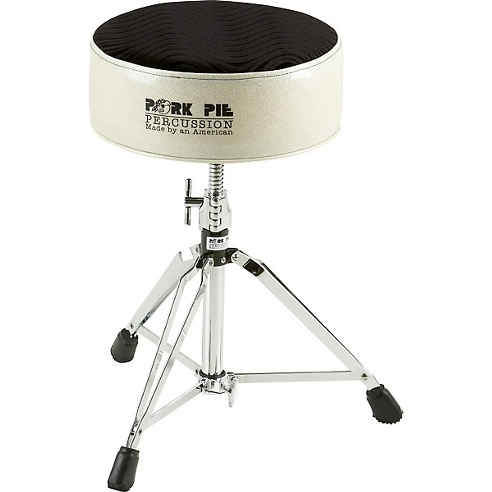 Pork Pie Round Drum Throne Silver Sparkle with Black Swirl Top