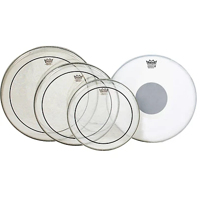 Remo Clear Pinstripe Standard Pro Pack with Free 14 in. Coated Emperor X Reverse Black Dot Snare Drum Head